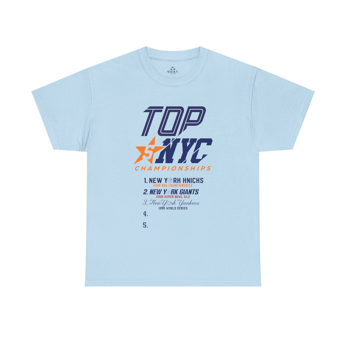 🗽 TOP 5 NYC Championships 🏆 | New York Sports Debate Tee | Knicks, Giants & Yankees | Goat Talk Tees 🐐