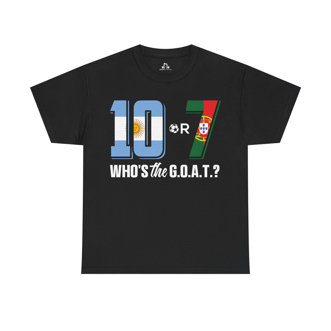 REMIX ⚽ 10 or 7 G.O.A.T. Soccer Debate Tee – Messi vs Ronaldo Shirt