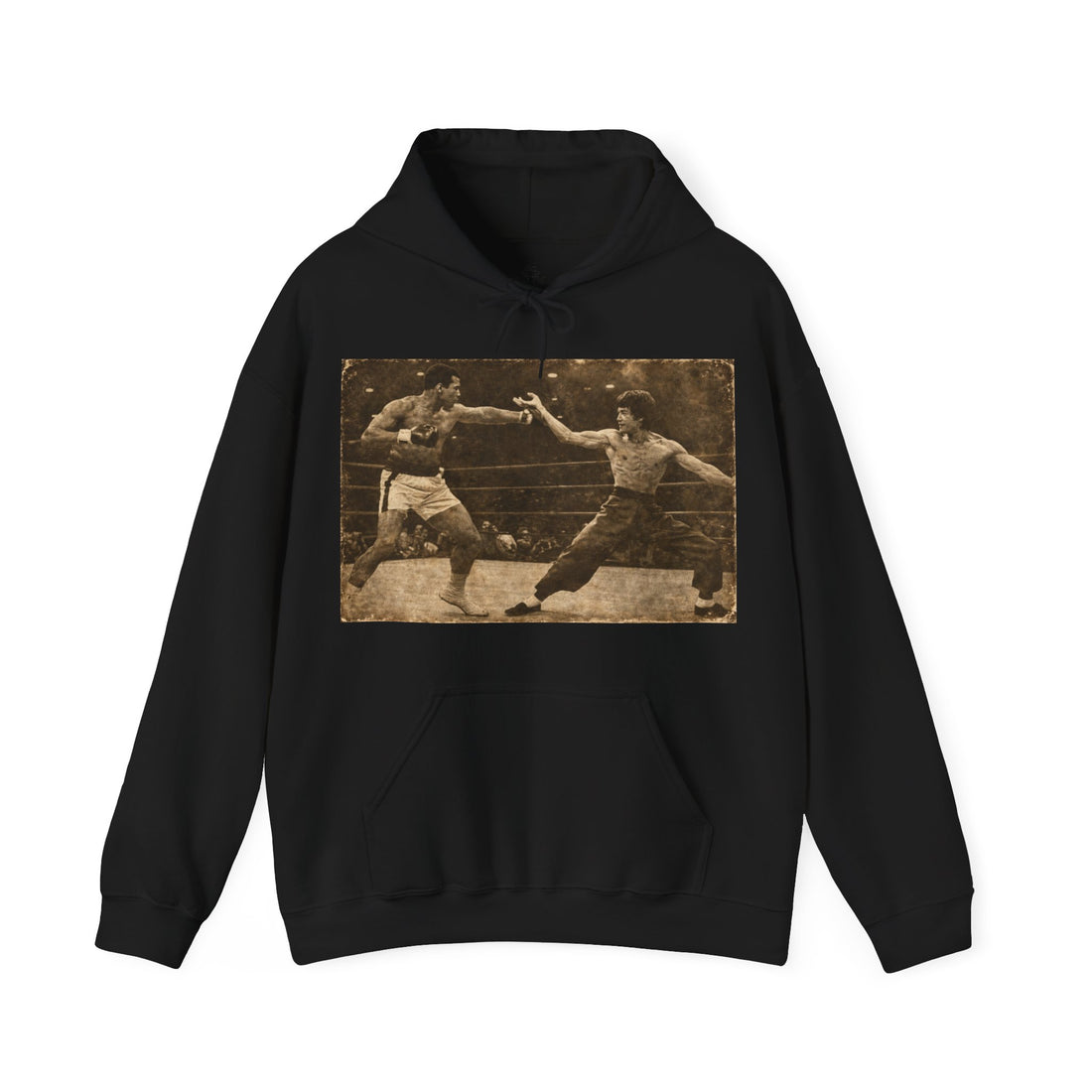 Legends Face Off Vintage Hoodie – Iconic Fighters Graphic Pullover